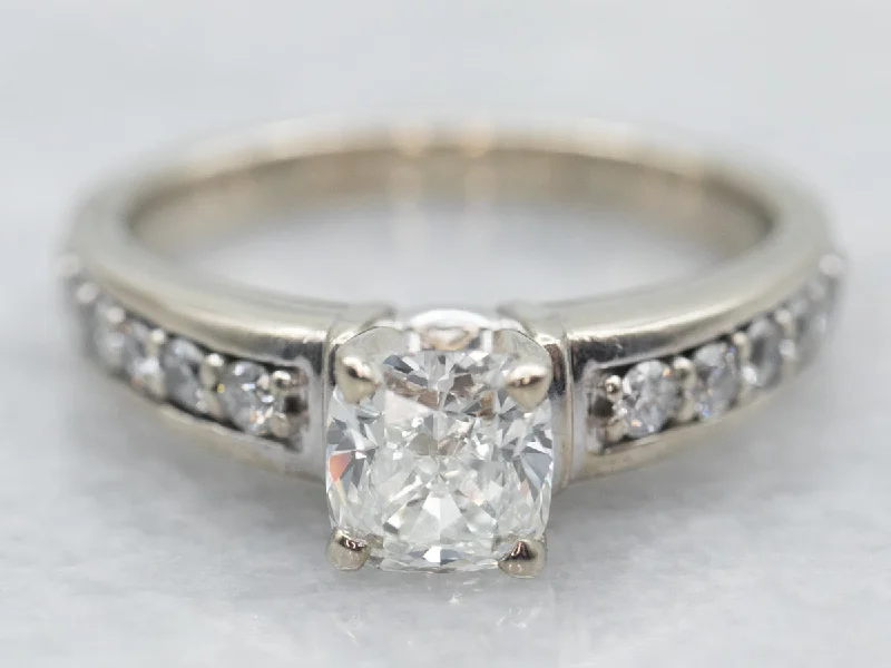 vintage-inspired engagement rings -Modern EGL Certified Diamond Engagement Ring with Diamond Shoulders