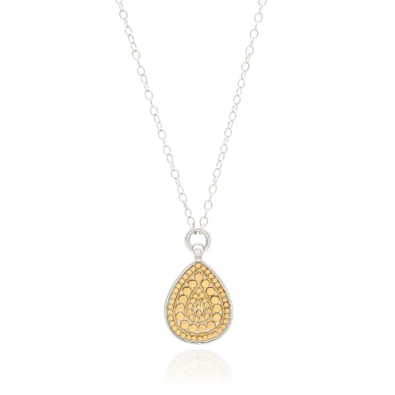 wedding day necklaces for women -Anna Beck Gold Silver Teardrop Flower Drop Necklace