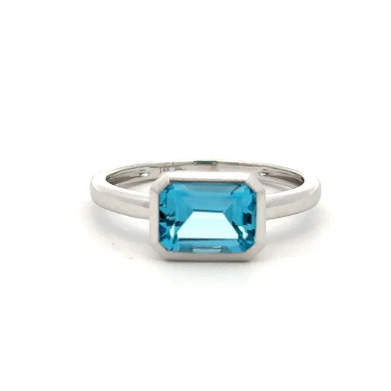 Emerald Cut Blue Topaz Ring