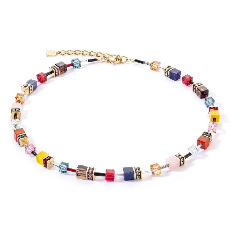 luxury fashion necklaces for women -Coeur De Lion GeoCUBE® Iconic Precious Multicolour Necklace