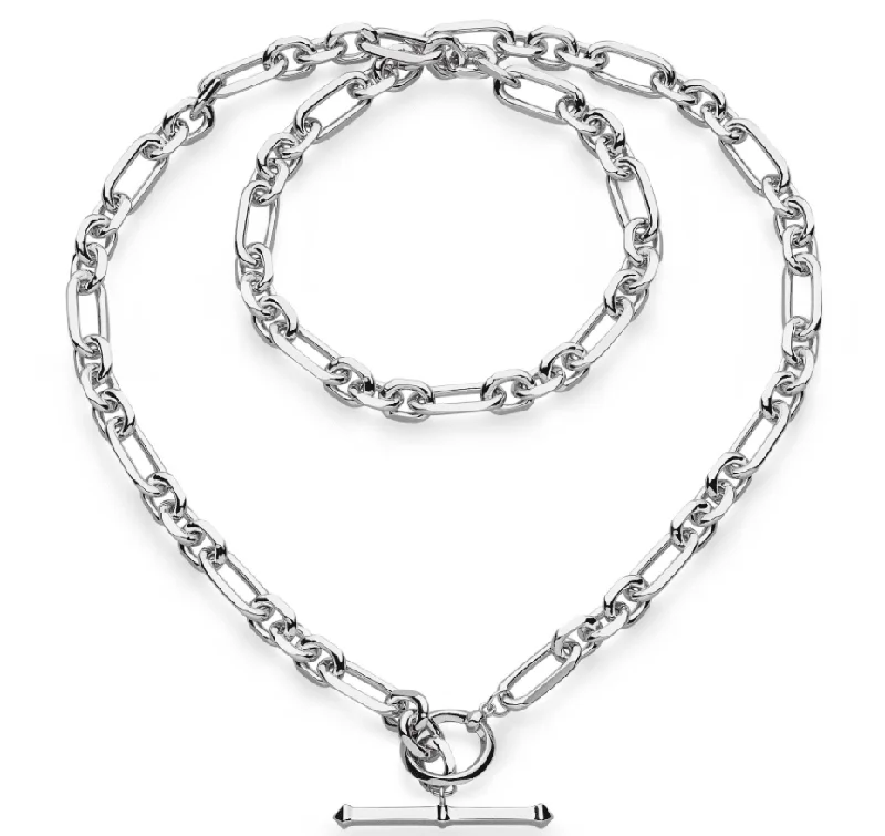 stylish necklaces for women -Kit Heath Revival Astoria Figaro Chain Link T-Bar Necklace