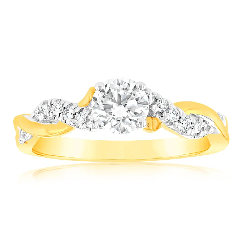 personalized engagement rings -Luminesce Lab Grown 3/4 Carat Diamond Engagement Ring in 9ct Yellow Gold