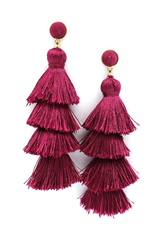 Chelsea Tassel Earrings- Maroon Purple