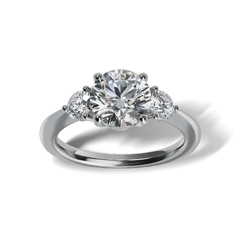 designer engagement rings -Lab Grown Diamond Three Stone Engagement Ring