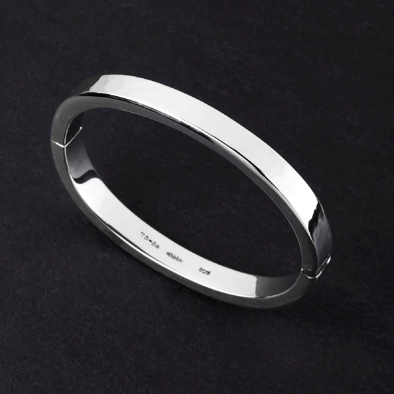 Oval Hinged Sterling Silver Bangle