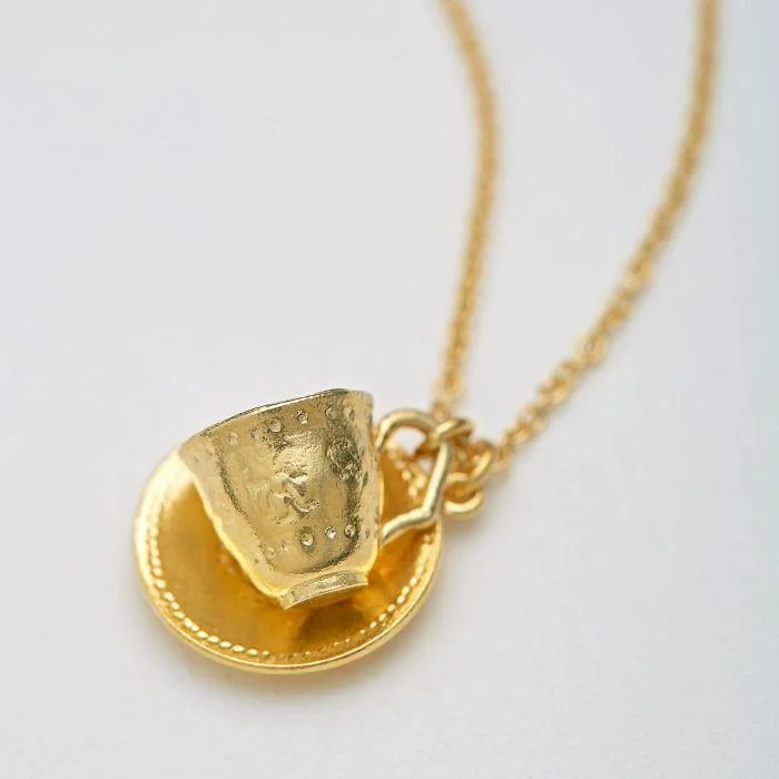 elegant pendant necklaces for women -Alex Monroe Teacup and Saucer Necklace