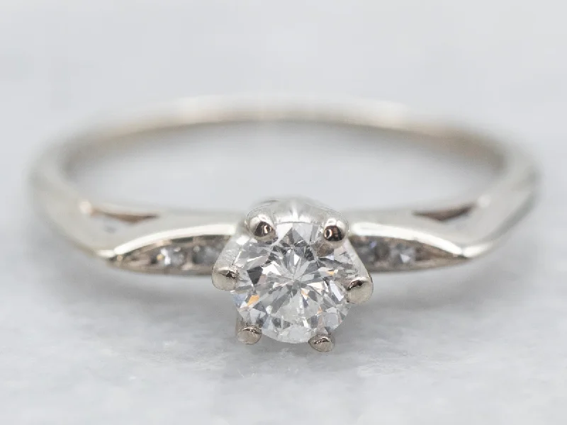 silver engagement rings -Vintage 1950s Diamond Engagement Ring