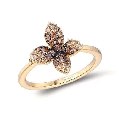 14K Yellow Gold 0.46ctw Ombre Brown Diamond Flower Ring by Le Vian