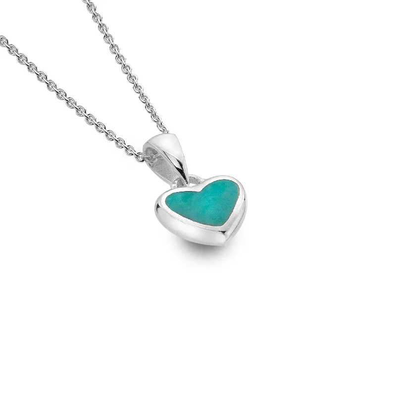 choker necklaces for women -Sea Gems Silver and Turquoise Heart Necklace