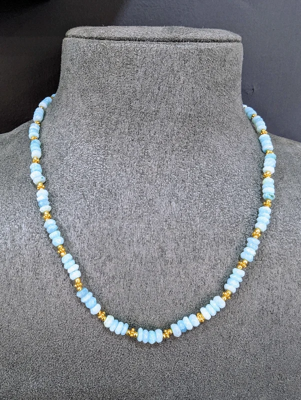 silver chain necklaces for women -Aqua Blue Opal 18ct Gold Vermeil Necklace