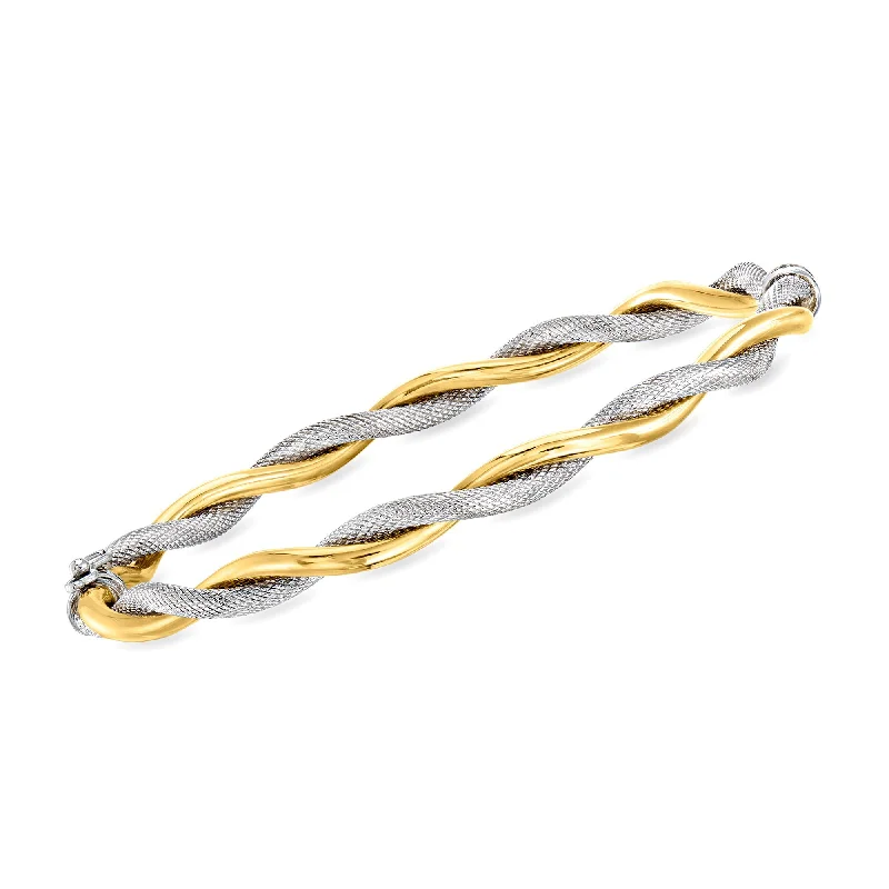 Ross-Simons Italian 14kt 2-Tone Gold Twisted Bangle Bracelet