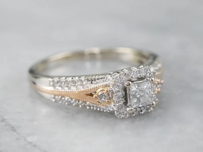 elegant engagement rings -Modern Princess Cut Diamond Engagement Ring