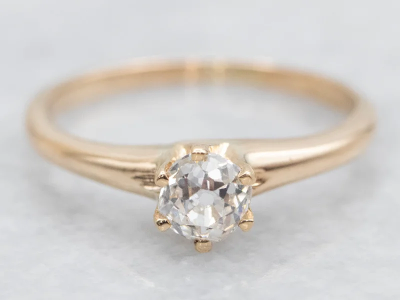 alternative gemstone engagement rings -Vintage Old Mine Cut Diamond Solitaire Engagement Ring