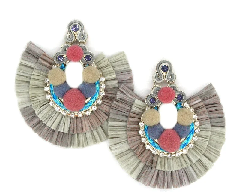 Mali Statement Earrings- Taupe Multi