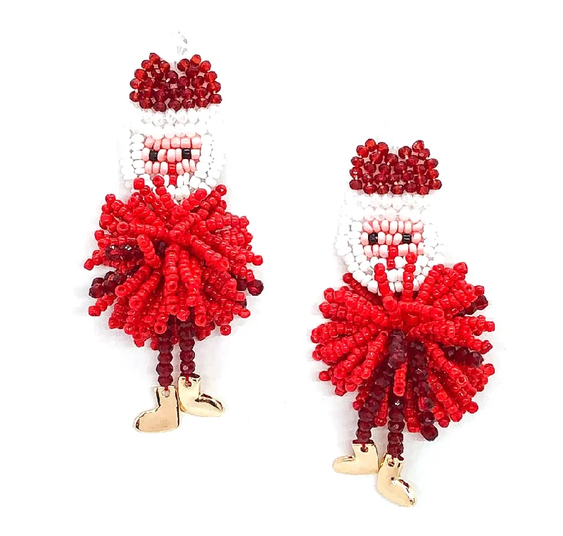 Santa Pom Beaded Fringe Earrings