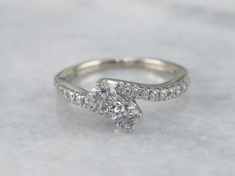 halo engagement rings for women -Double Diamond Bypass Engagement Ring