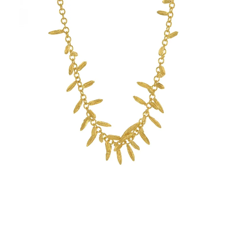 hand-crafted gold necklaces for women -Alex Monroe Fennel Kissing Seed Necklace - 22ct Gold Plate