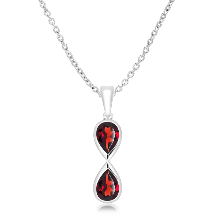 fashion necklaces for women -Unique & Co Sterling Silver Garnet Pendant Necklace