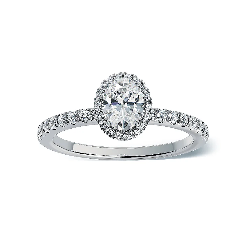 radiant engagement rings -Lab Grown Diamond Halo Engagement Ring