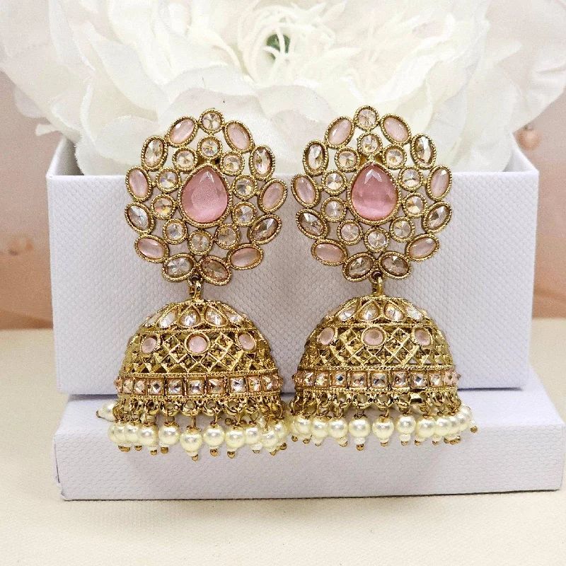 Heer Antique Gold Polki Jhumki Earrings