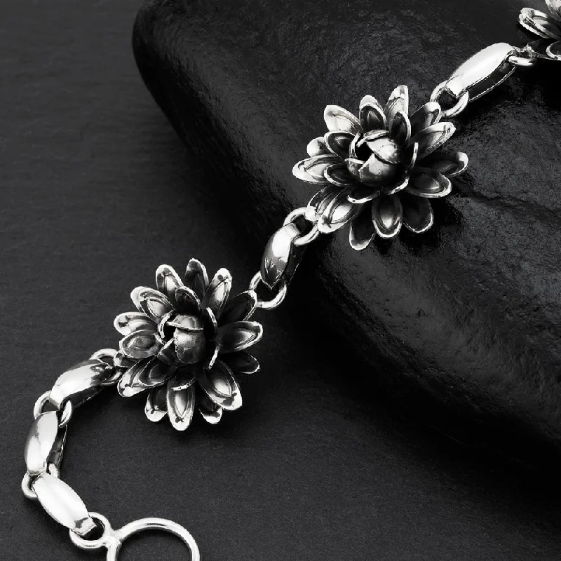 Sterling Silver Dahlia Flower Bracelet