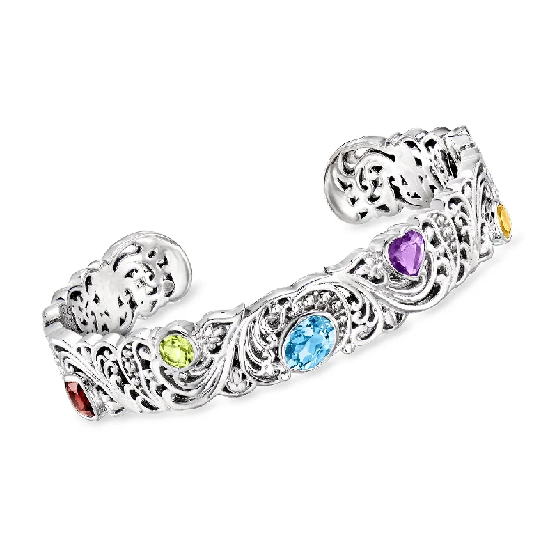 Ross-Simons Multi-Gemstone Cuff Bracelet in Sterling Silver