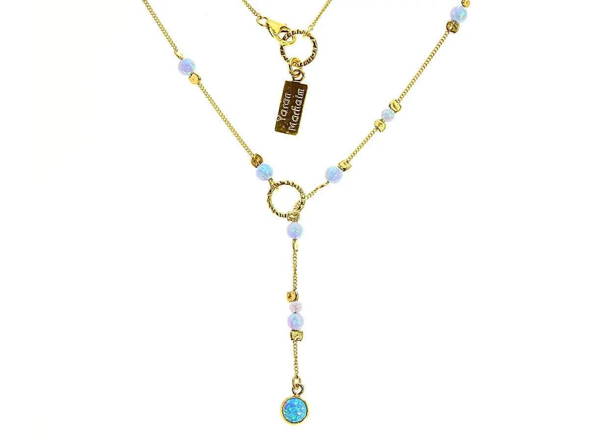 minimalist necklaces for women -Yaron Morhaim 14ct Rolled Gold and Opal Drop Necklace