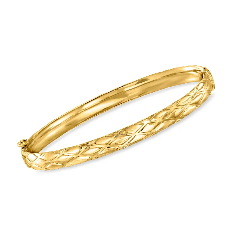 Ross-Simons Italian 18kt Yellow Gold Crisscross-Pattern Bangle Bracelet