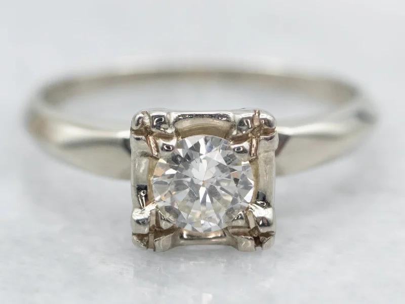 women’s wedding and engagement rings -Vintage Diamond Solitaire Engagement Ring