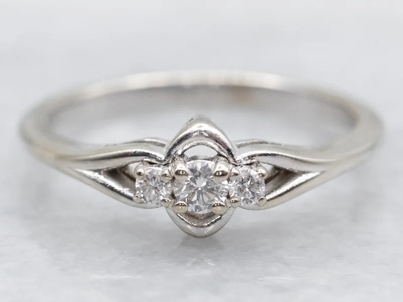 personalized engagement rings -Three Stone Diamond Engagement Ring