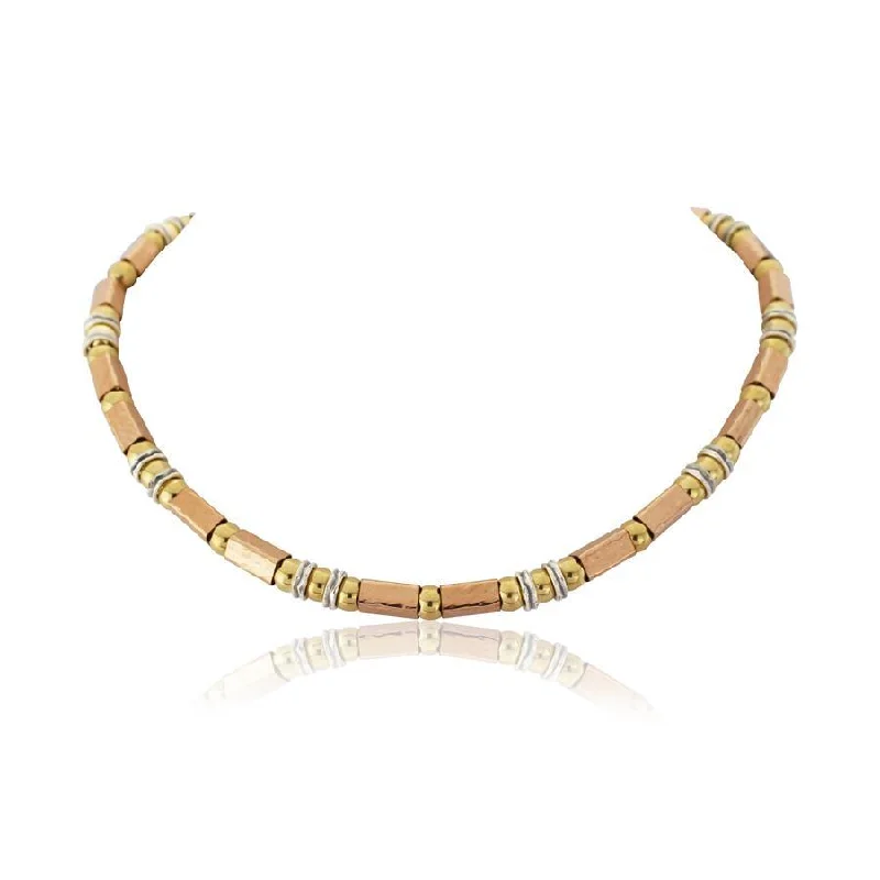 diamond heart necklaces for women -Lavan 3-Tone Hammered Golds and Sterling Silver Necklace