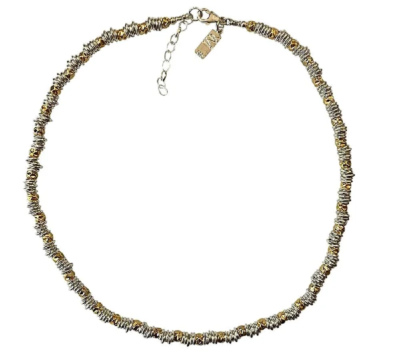 chunky necklaces for women -Yaron Morhaim Textured Sweetie Silver & Gold Necklace