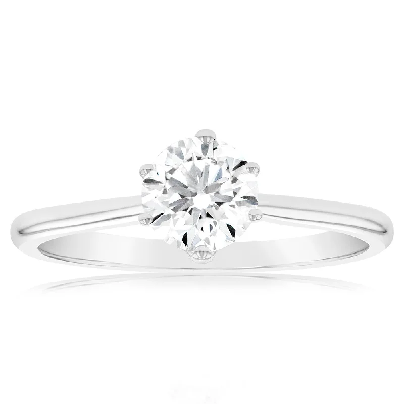 women’s engagement rings with diamonds -Luminesce Lab Grown 1 Carat Solitaire Engagement Ring in 14ct White Gold