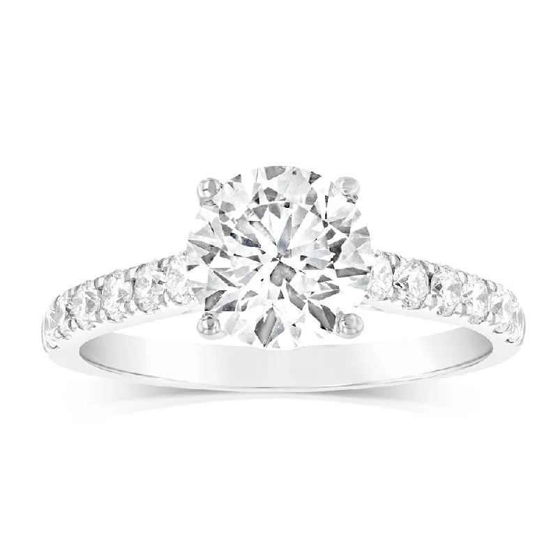 oval cut engagement rings for women -Luminesce Lab Grown 18ct White Gold 2.5 Carat TW 2 Carat Certified Diamond Engagement Ring