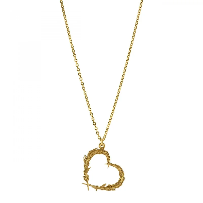 romantic necklaces for women -Alex Monroe Delicate Feather Heart Necklace