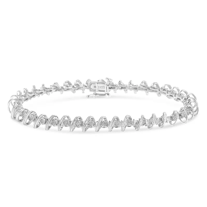 .925 Sterling Silver 1/2 Cttw Diamond Miracle-Set 7" Tennis Bracelet