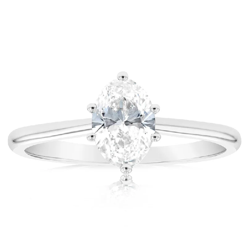 women’s stacked engagement rings -Luminesce Lab Grown 14ct White Gold 1 Carat Solitaire Engagement Ring