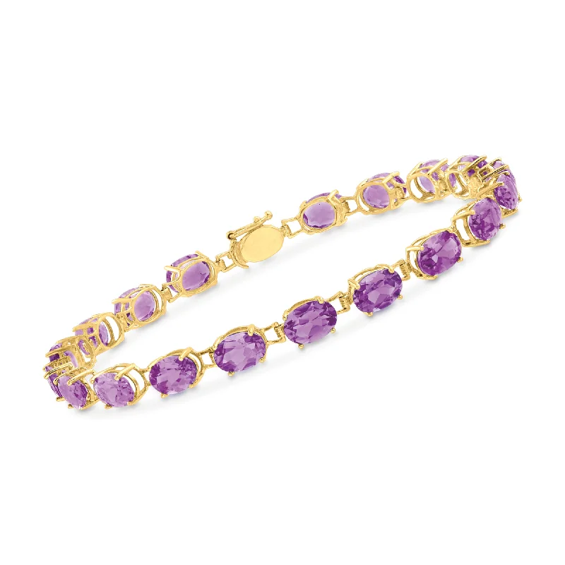 Ross-Simons Oval Amethyst Bracelet in 14kt Yellow Gold