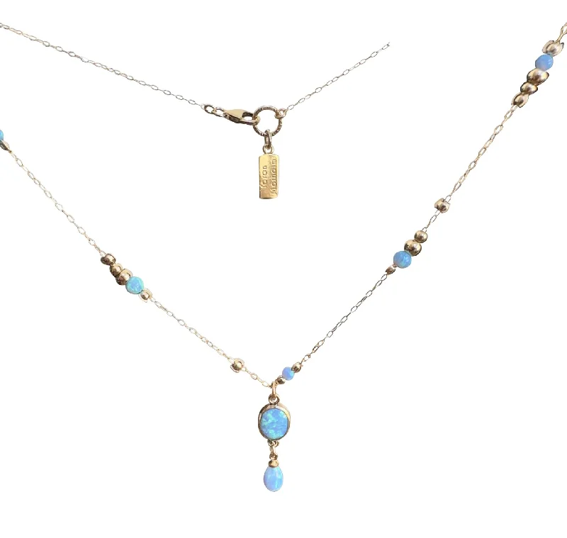 personalized engraving necklaces for women -Yaron Morhaim Gold Vermeil Opal Drop Pendant Necklace