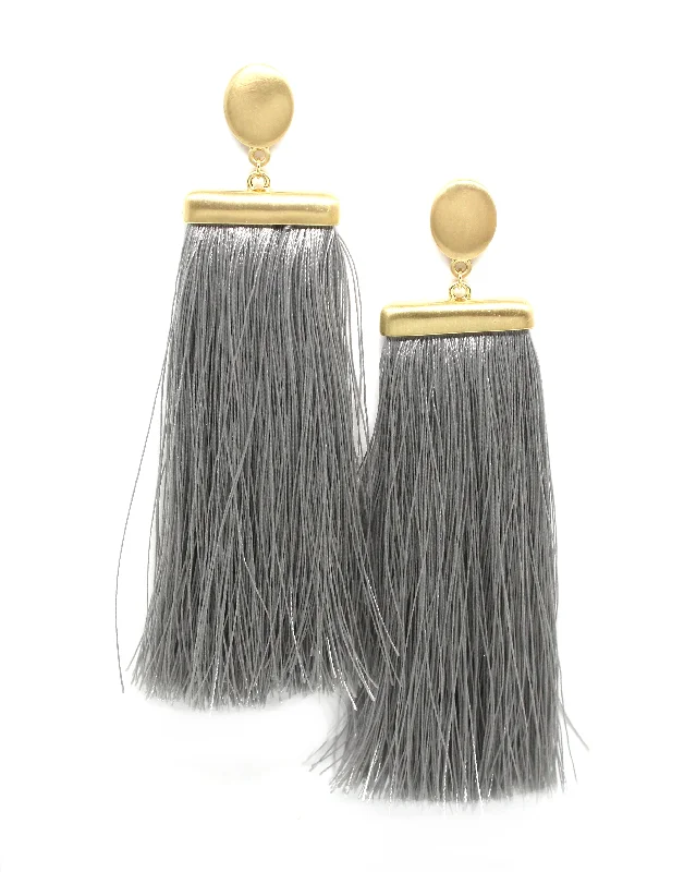 Deja Tassel Earrings- Grey