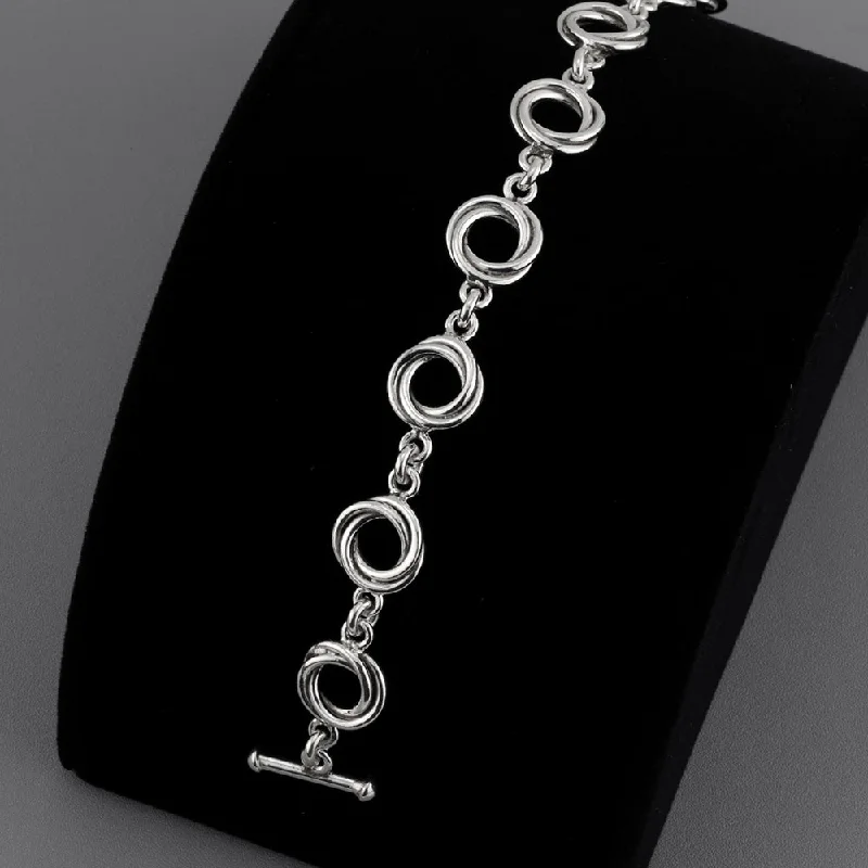 Sterling Silver Interlocking Circles Link Bracelet