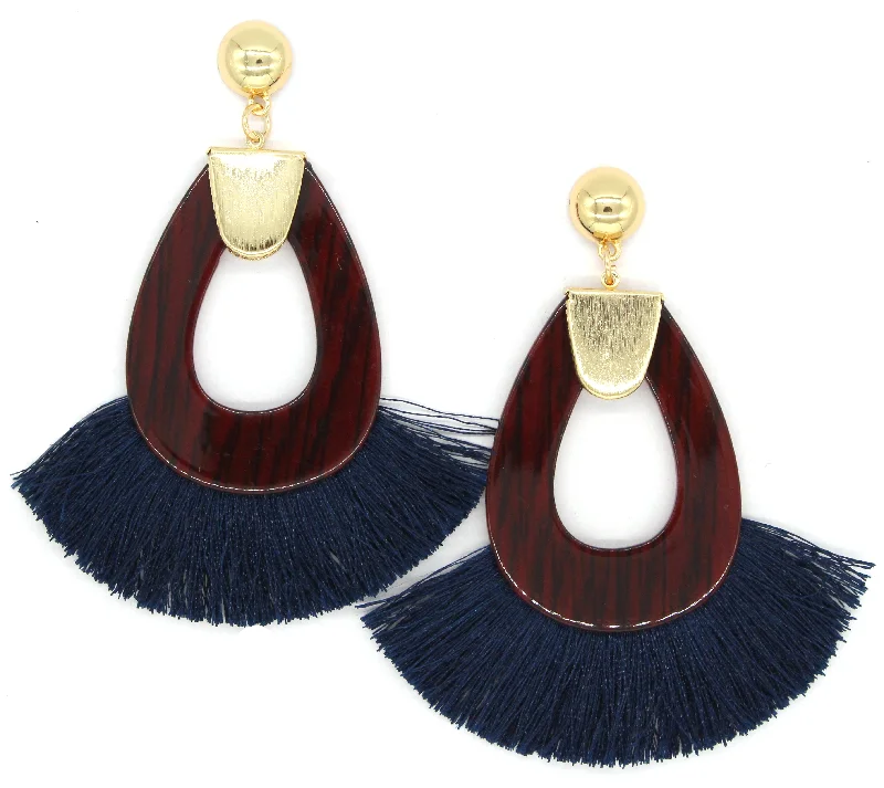 Hannah Tassel Earrings- Navy Blue