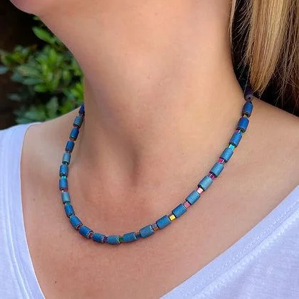 elegant gold necklaces for women -Carrie Elspeth Cobalt Lava Glimmer Full Necklace