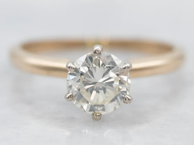 affordable engagement rings -Vintage Diamond Solitaire Engagement Ring