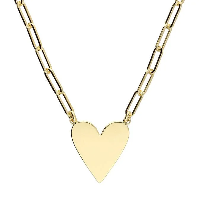 wedding necklaces for women -Gold Chain Link Heart Necklace