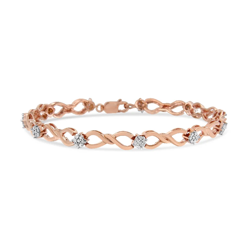 10K Rose Gold Plated .925 Sterling Silver 1/2 Cttw Diamond Infinity Link Tennis Bracelet -7”