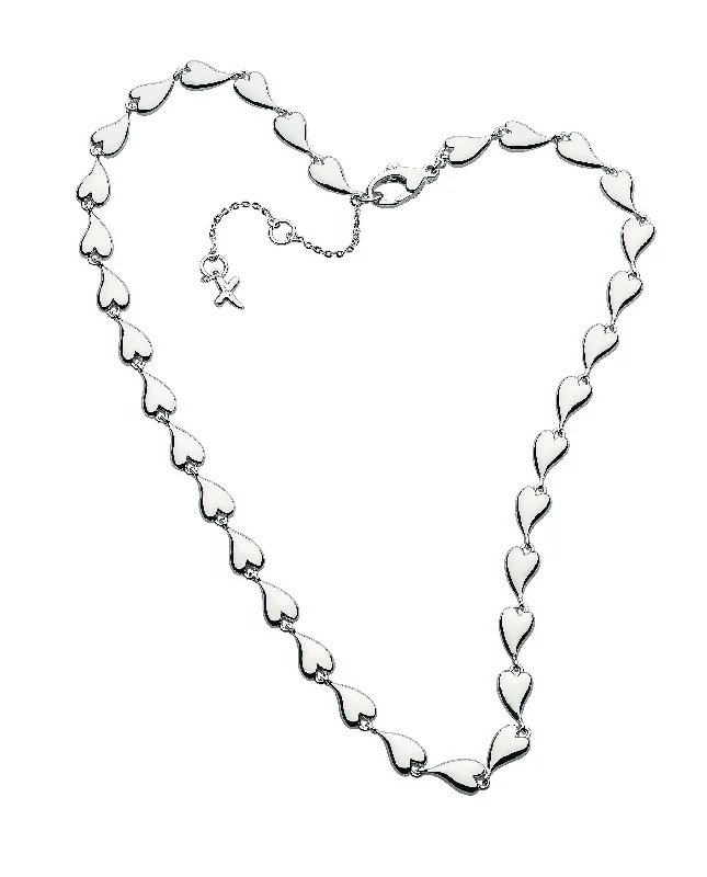 layered chain necklaces for women -Kit Heath 17" Desire Kiss Linking Hearts Collar Necklace in Sterling Silver