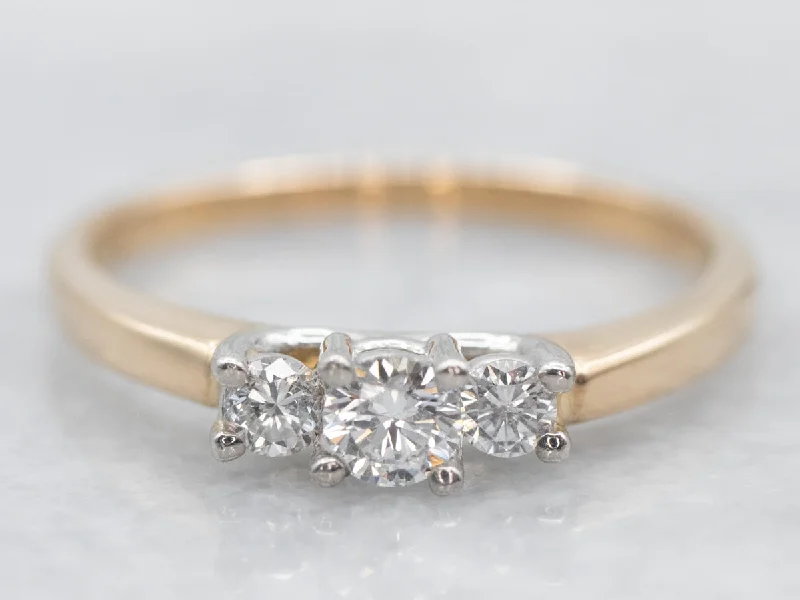 radiant cut engagement rings -Classic Three Stone Diamond Engagement Ring