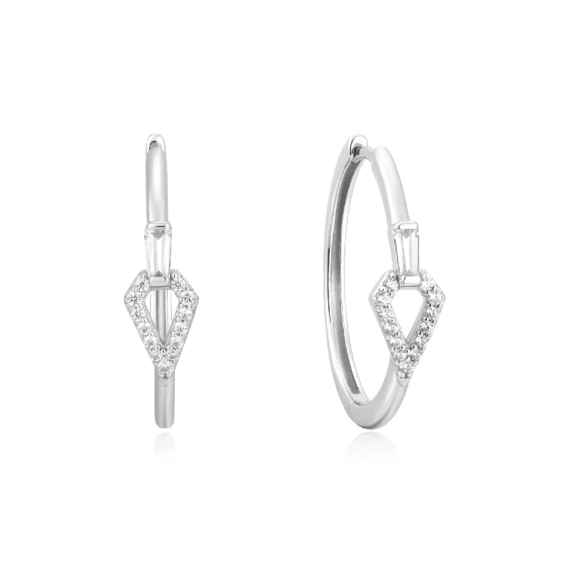 Silver Cubic Zirconia Geometric Hoops