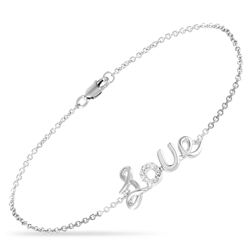 LB Exclusive 14K White Gold 0.10 ct Diamond Love Bracelet